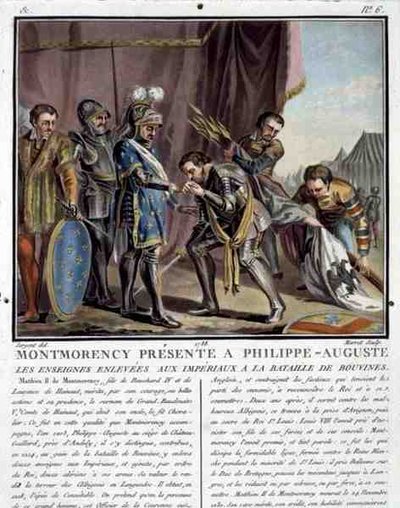 Montmorency Geïntroduceerd bij Filips Augustus na de Slag bij Bouvines, gegraveerd door Jean Baptiste Morret door Antoine Louis Francois (after) Sergent Marceau