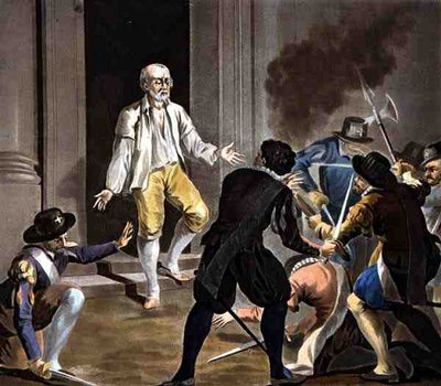 De Dood van Gaspard de Coligny, gegraveerd door Jean Baptiste Morret, 1788 door Antoine Louis Francois (after) Sergent Marceau