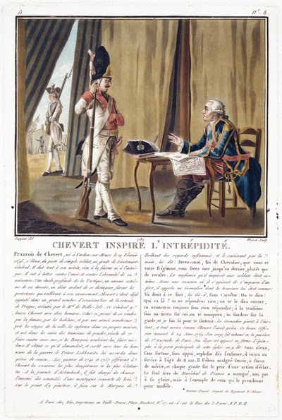 Francois Chevert (1695-1769) inspireert moed, gegraveerd door Jean Baptiste Morret, 1789 door Antoine Louis Francois Sergent Marceau