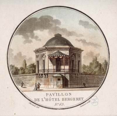Paviljoen van het Hotel Bergeret, Parijs. In pittoreske uitzichten van de belangrijkste gebouwen van Parijs door Sergeant door Antoine Louis Francois Sergent Marceau