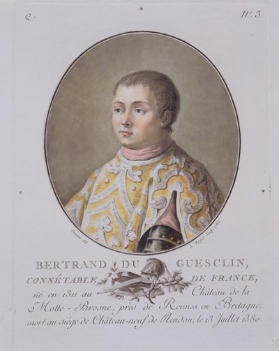 Portret van Bertrand du Guesclin, Hoge Constable van Frankrijk, gegraveerd door Leon Roger, 1786 door Antoine Louis Francois Sergent Marceau