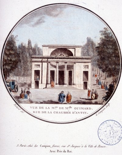 Zicht op het huis van Mademoiselle Guimard, rue de la chaussée d