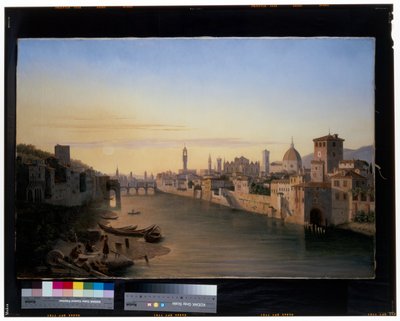 Florence, een uitzicht op de rivier de Arno door Antoine Marie Perrot