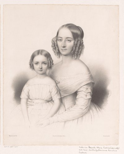 Portret van Catharina Petronella Maria Cochius met haar dochter door Antoine Maurin