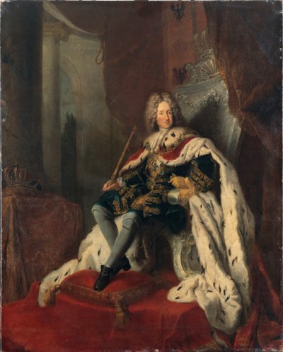 Koning Frederik I op de zilveren troon, ca. 1712 door Antoine Pesne