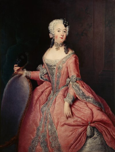 Portret van Luise Ulrike Prinses van Pruisen (1720-1782) met masker in de hand door Antoine Pesne