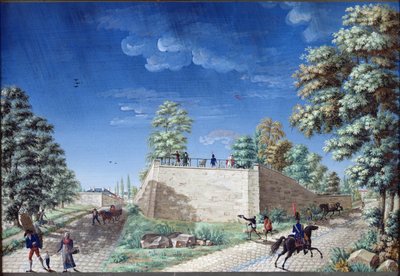 Uitzicht op een terras aan de rand van Parijs, ca. 1810 door Antoine Pierre Mongin