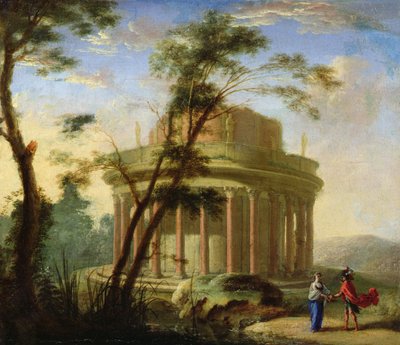 Landschap met een Oud Tempel door Antoine Pierre the Younger Patel