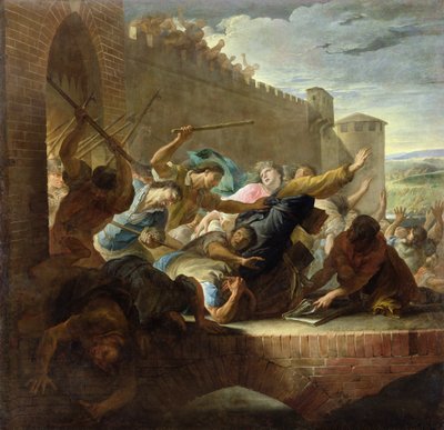 Verdrijving van de Hugenoten van Toulouse na de verovering van de stad door de aanhangers van Prins van Condé in 1562 door Antoine Rivalz