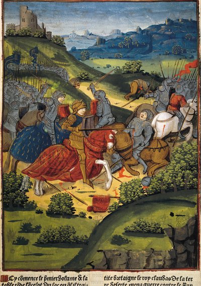 Lancelot in een gevecht. Illustratie van 