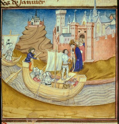 De Noormannen onder leiding van Vikingchef Rollon proberen Chartres in te nemen (miniatuur) door Antoine Verard