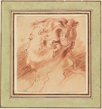 Studie van het Hoofd van een Vrouw door Antoine Watteau