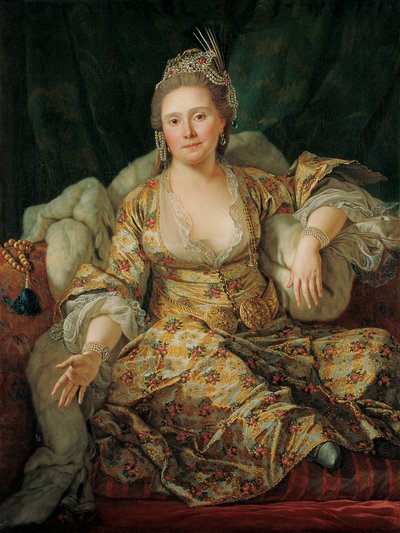 Portret van de Gravin van Vergennes in Turkse kleding door Antoine de Favray