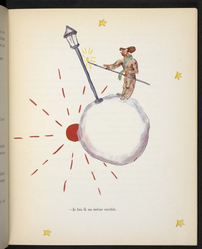 Ik doe een vreselijke klus, illustratie van de Lantaarnopsteker uit 