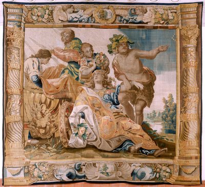 Vlaamse wandtapijt. Serie Verhaal van Theseus. Bacchus neemt Ariadne als zijn vrouw. Negende tapijt in de serie. Ca 1630. door Antoine or Anthonis Sallaert