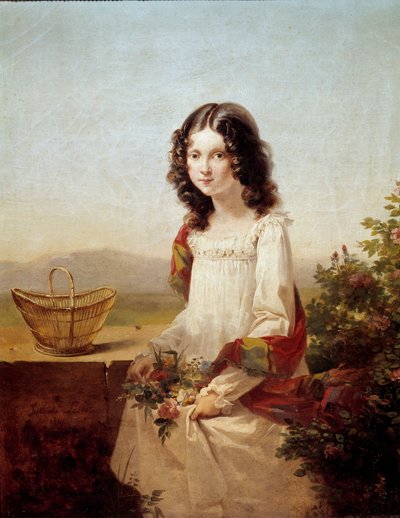 Portret van Lise Aubin de Fougerais door Antoinette Cecile Hortense Lescot Haudebourt