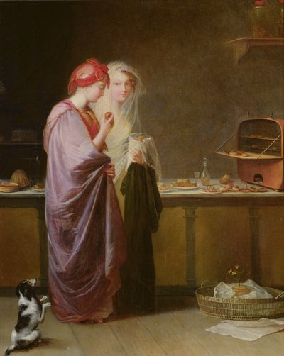 Twee deftige dames, c.1810-40 door Antoinette Cecile Hortense Lescot Haudebourt