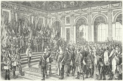 Wilhelm I van Pruisen uitgeroepen tot keizer van Duitsland in Versailles door Anton Alexander von (after) Werner