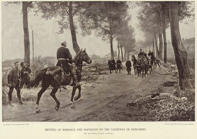 Ontmoeting van Bismarck en Napoleon op de weg van Donchery door Anton Alexander von Werner