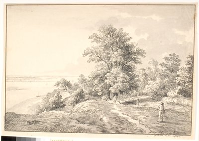 Park met kleine tempel bij de Elbe. Buxtehude door Anton Carl Dusch