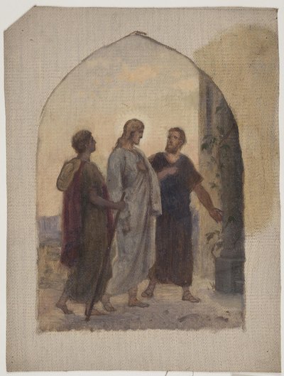 Olie schets voor de wandeling naar Emmaüs door Anton Dorph