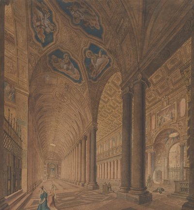 Interieur van de Basiliek van Santa Maria Maggiore, Rome door Anton Hallmann