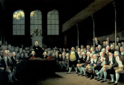 Charles James Fox spreekt het Lagerhuis toe tijdens het ministerie van Pitt door Anton Hickel
