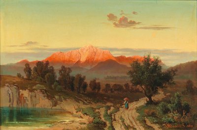 Zonsondergang boven de Hoher Göll door Anton Hlavacek