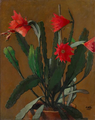 Stilleven met bloeiende cactus door Anton Hula