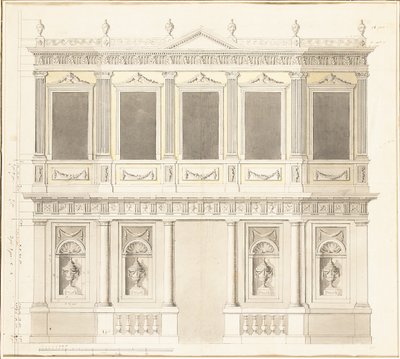 Een paviljoen elevatie voor het Sultana Hadigé paleis in Defterdar Bournou door Anton Ignaz Melling