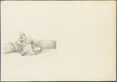 Vermoedelijk portret van Sultana Hadigé zittend op een bank door Anton Ignaz Melling