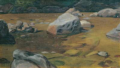 Rotsen in de beek door Anton Josef von Kenner