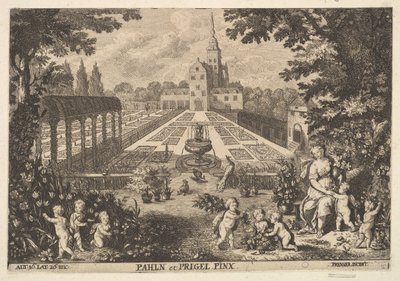 Flora met putti in een tuin door Anton Joseph von Prenner