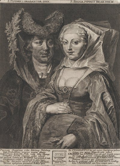 Sint Pepijn I en zijn dochter, Sint Begga, 1732 door Anton Joseph von Prenner