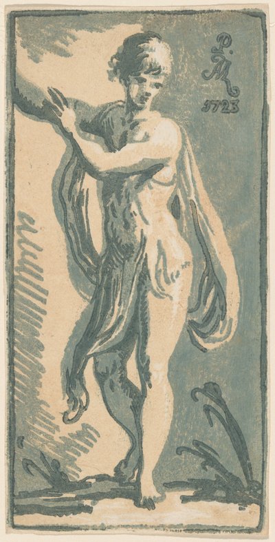 Een Staande Jongeling Wijzend naar Rechts door Anton Maria Zanetti I, after Parmigianino