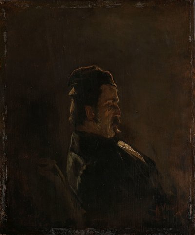 Portret van Pieter Frederik van Os, schilder door Anton Mauve (signed by artist)