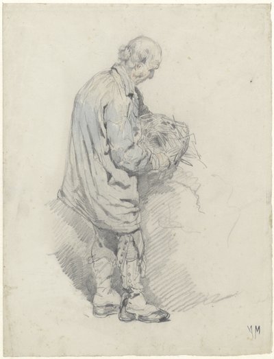 Koetsier met een bos stro door Anton Mauve