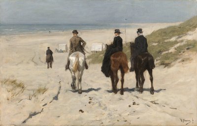 Morgenrit langs het strand door Anton Mauve