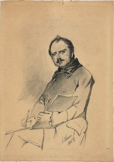 Portret van een man die schrijft door Anton Mauve