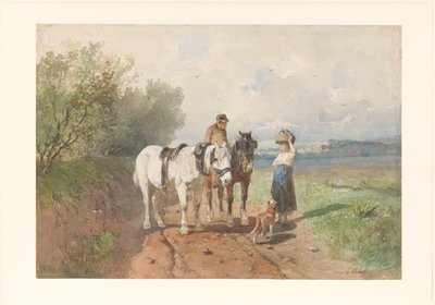 Praatje op een landweg door Anton Mauve