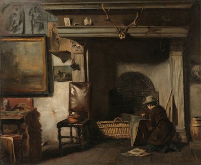 Het atelier van de Haarlemse schilder Pieter Frederik van Os door Anton Mauve
