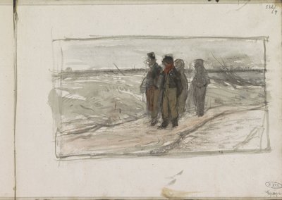 Vier mannen op een pad door Anton Mauve
