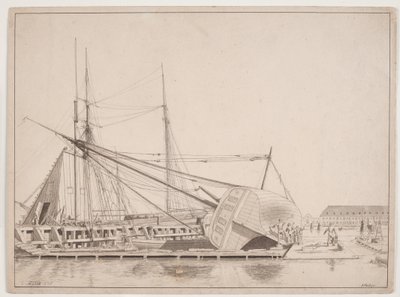 Bij een scheepswerf. Haven van Kopenhagen door Anton Melbye