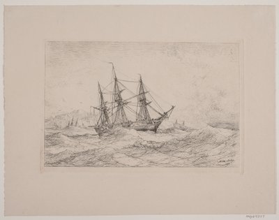 Een fregatschip voor de Noorse kust door Anton Melbye