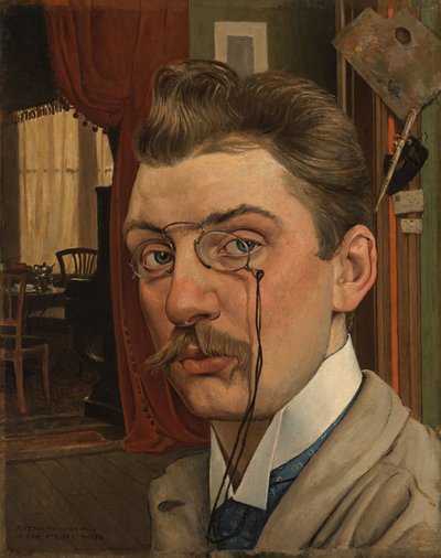 Zelfportret in het atelier door Anton Molkenboer