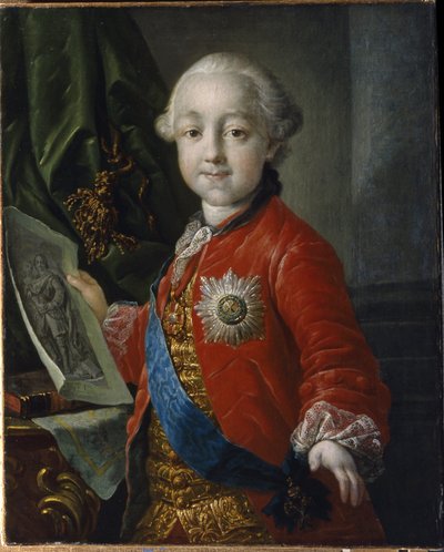 Portret van de grootvorst Pavel Petrovich Romanov (1754-1801), kind. Keizer van Rusland van 1796 tot 1801. Schilderij van Anton Pavlovich Losenko (1737-1773) door Anton Pavlovich Losenko