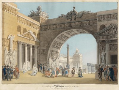 Toneelontwerp voor de opera Palmira, koningin van Perzië door Antonio Salieri door Anton Radl