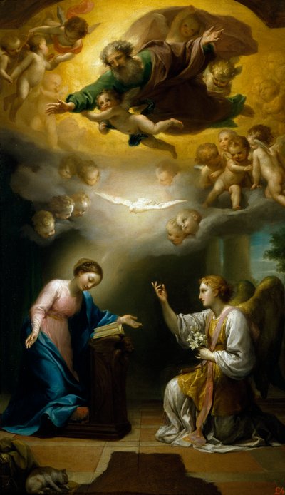Aankondiging, door Anton Raphael Mengs, circa 1767 door Anton Raphael Mengs