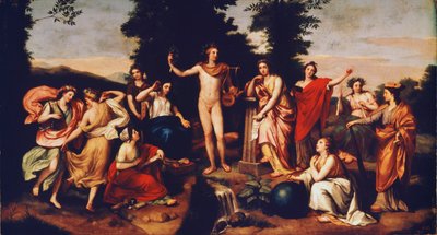 Apollo en de drie Gratiën, ca. 1750-60 door Anton Raphael Mengs