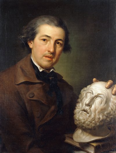 Portret van Giuseppe Franchi, halflang, met een buste van Homerus, ca. 1771-73 door Anton Raphael Mengs